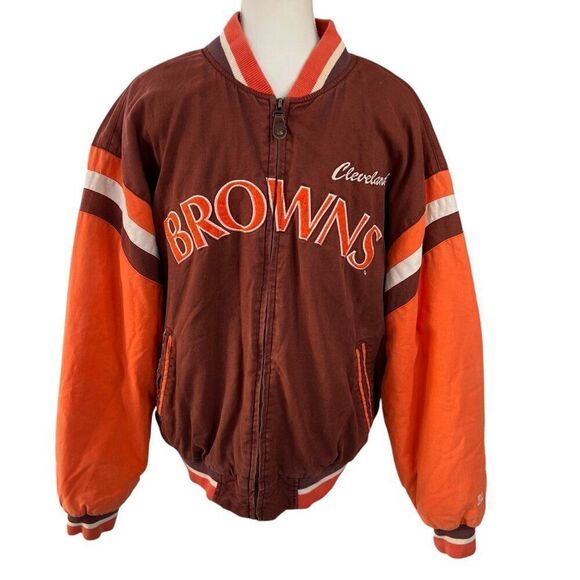 Vintage 90's Mirage Cleveland Browns Insulated Bomber Jacket Size Large - Picture 1 of 15